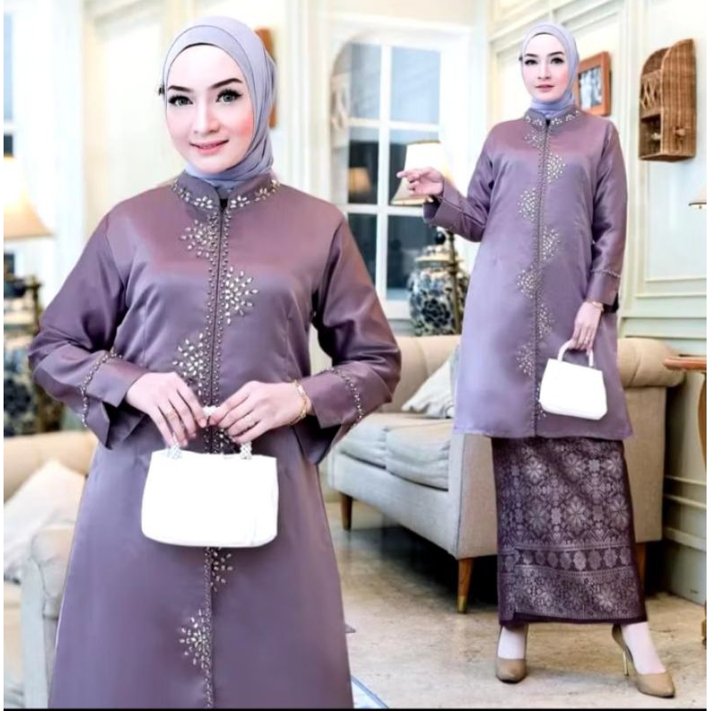 Setelan Baju Kurung Payet Songket Selendang / Baju Kurung Melayu Songket / Kebaya Terbaru