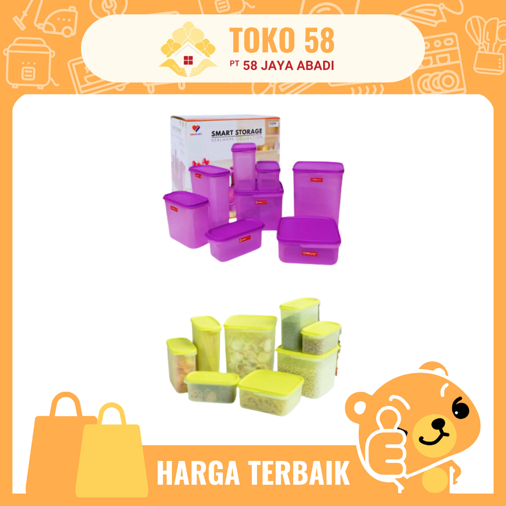 [COD] Kotak Makan Set Smart Storage Sealware (8 Pcs) GBU Ungu & Kuning