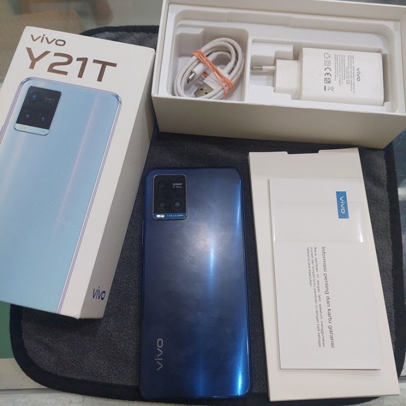 vivo y21t ram 6/128gb lengkap fullset bawaan hp