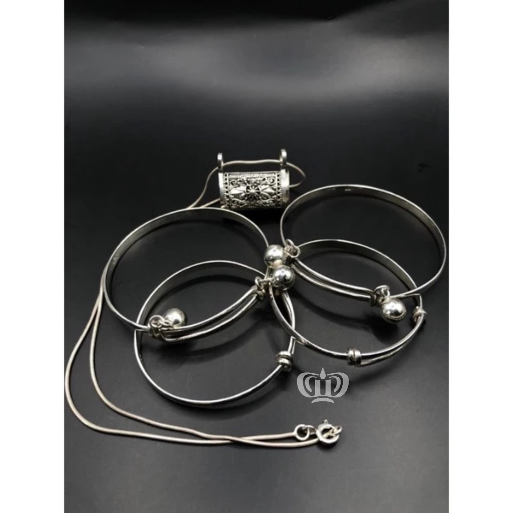 Dewi Souvenir Silver | Set Perhiasan Bayi Perak Gelang Tangan Kaki Kincing Kalung Blandong Perak 925