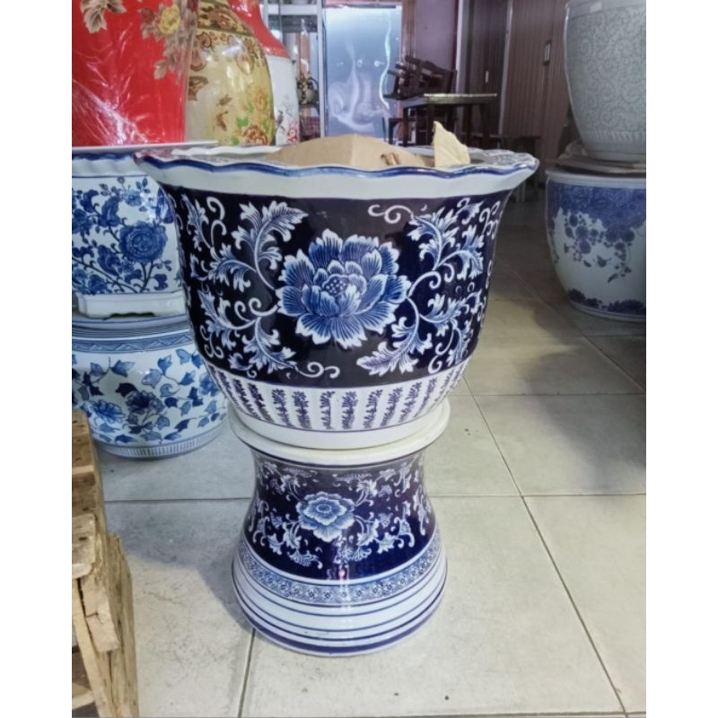 Pot kaki bahan keramik navi/pot bunga tinggi