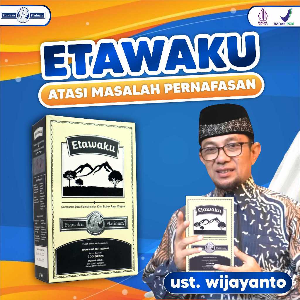 

Etawaku Platinum Bebas Sesak Nafas dan Menjaga Kesehatan Pernafasan & Tulang Official Paket 1 Box isi 200 gram