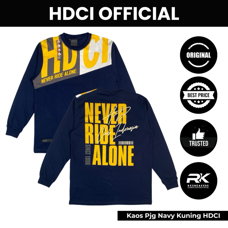 Kaos Panjang Navy Kuning Harley Davidson Club Indonesia Official Merchandise