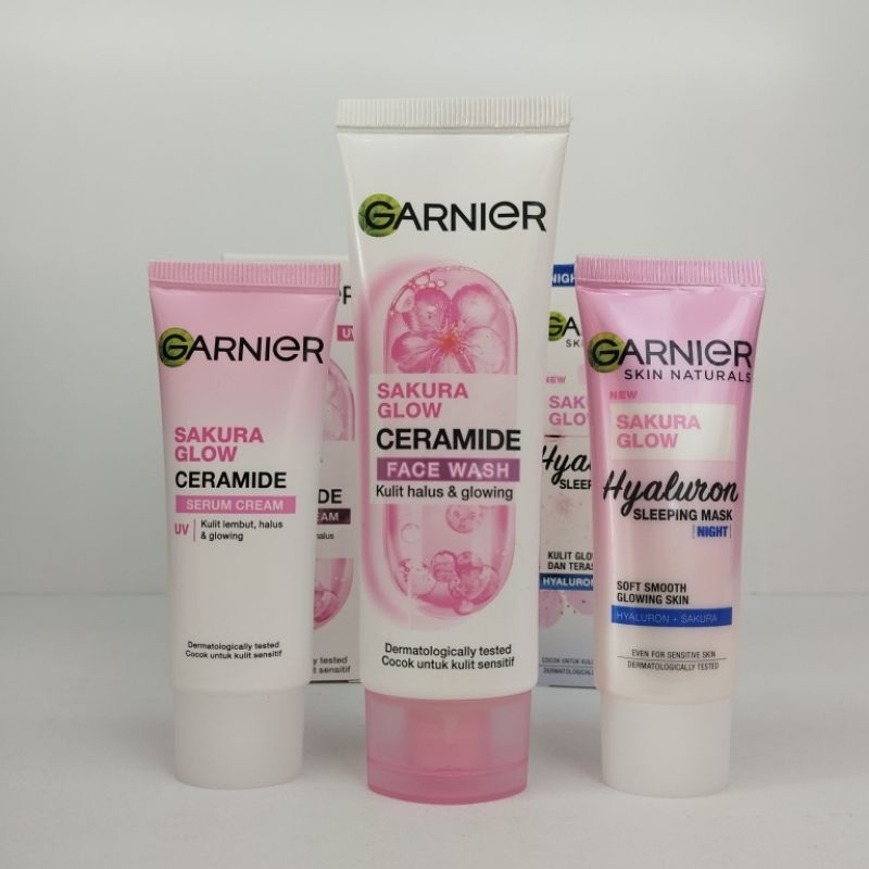 Garnier Sakura Glow Paket 3in1 Cream UV,Nghit dan Face Wash