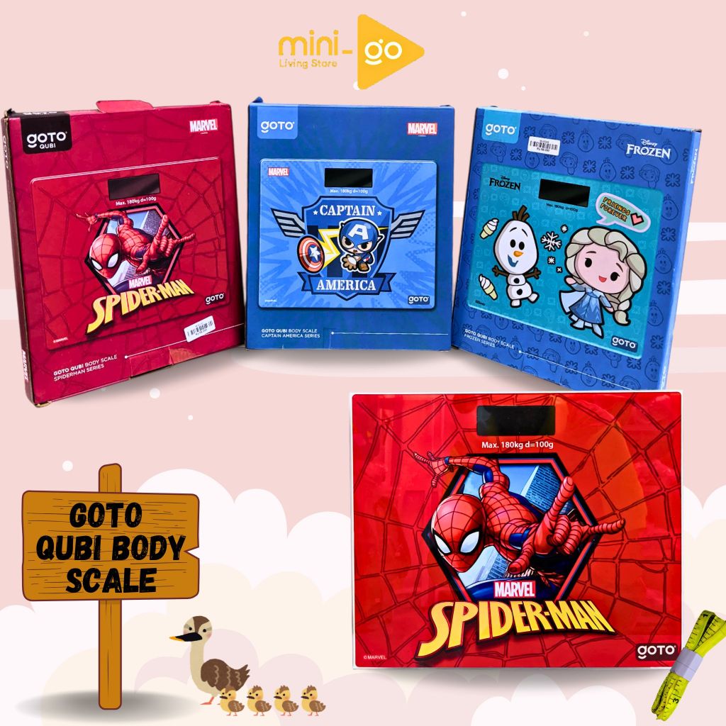 Goto Qubi X Marvel Body Scale Kids Timbangan Anak Berat Badan Digital Kaca Baterai Free Meteran