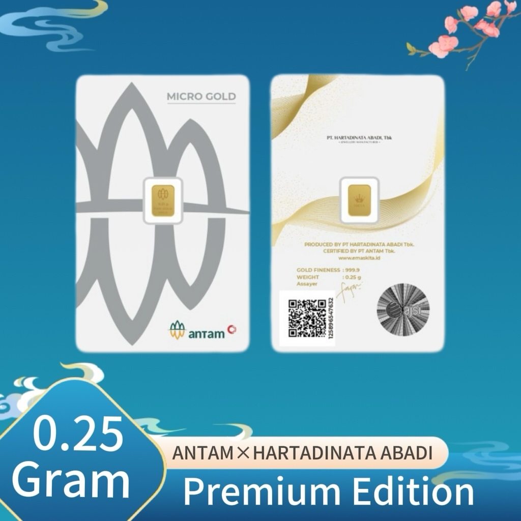 0.25 Gram Emas Micro Gold Antam HARTADINATA Premium & Gift Series Logam Mulia（LM）0.25 gr