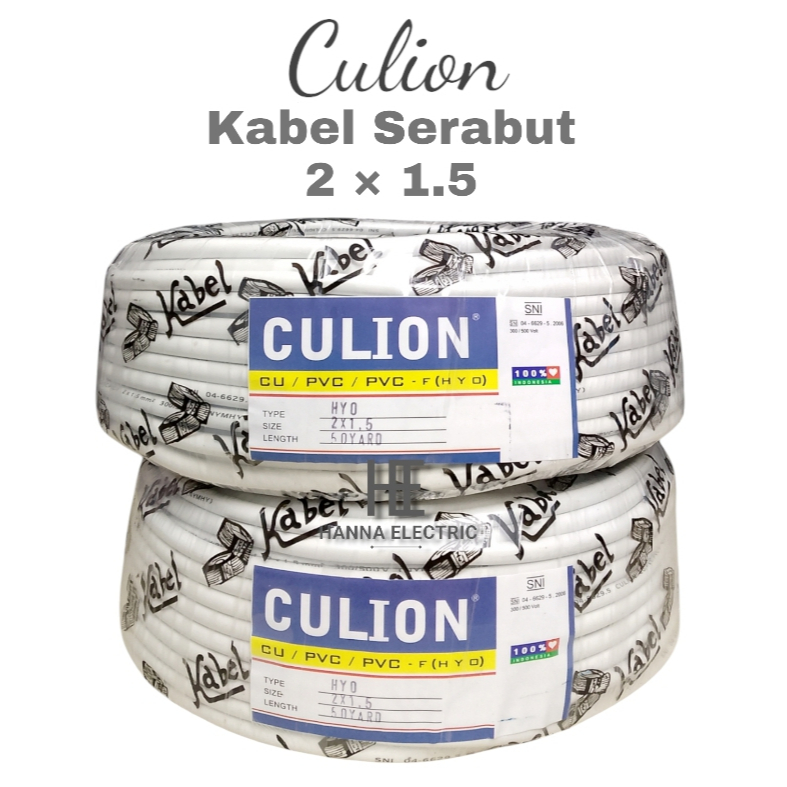 Kabel Serabut CULION 2x1.5 Panjang 50 Yard PER-ROLL Putih