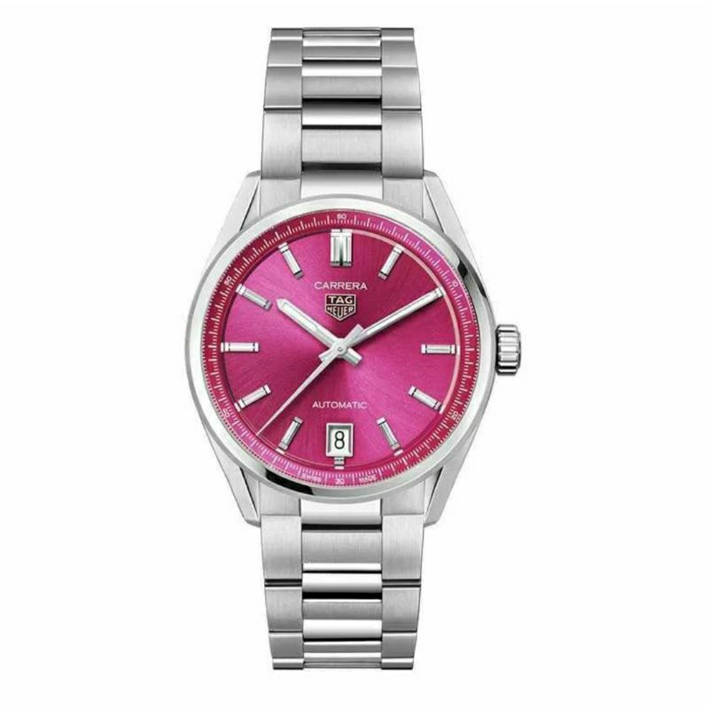 Jam Tangan Wanita TAG Heuer Carrera WBN2313.BA0001 Automatic Pink Dial Fine Brushed Steel Strap