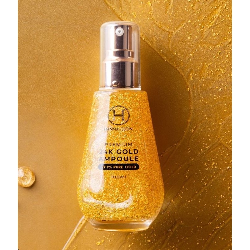 Hanna Glow Premium 24k Gold Ampoule 100ML Perawatan Wajah Dengan Kandungan Emas Murni 24k | serum go