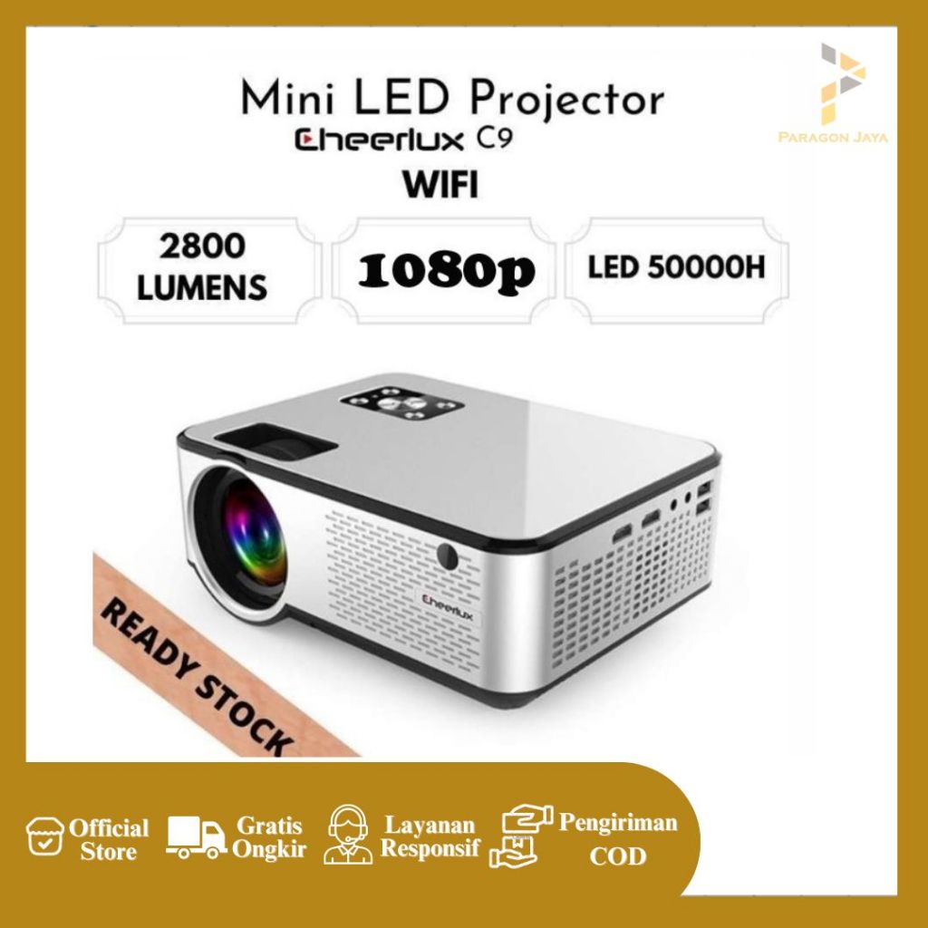 Mini Proyektor Cheerlux C9 2800 Lumens + Analog TV/TV TUNNER