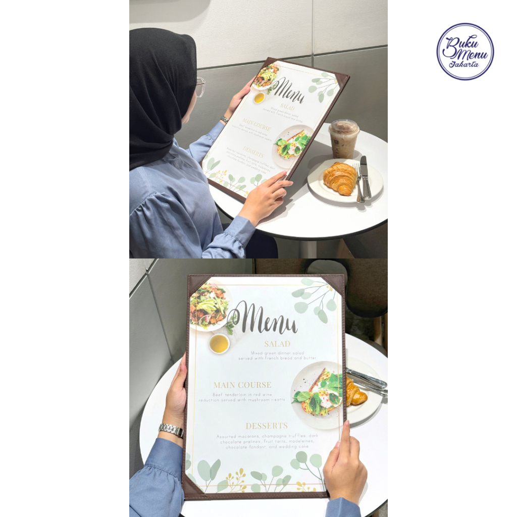 

RB Buku Menu Jakarta - Buku Menu Kulit Cafe Series Two View dan Side By Side (2 sisi) A3, A4, A5