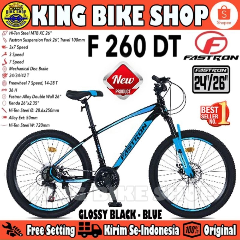 Sepeda Gunung MTB FASTRON F 260 DT Ukuran 24 26 Inch Rem Cakram Remaja Dewasa