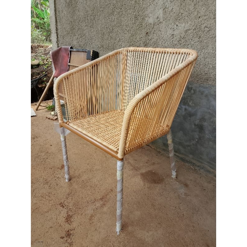 Kursi teras bahan besi/aluminium mewah anyaman rotan sintetis/Kursi makan besi anyaman rotan/Kursi t