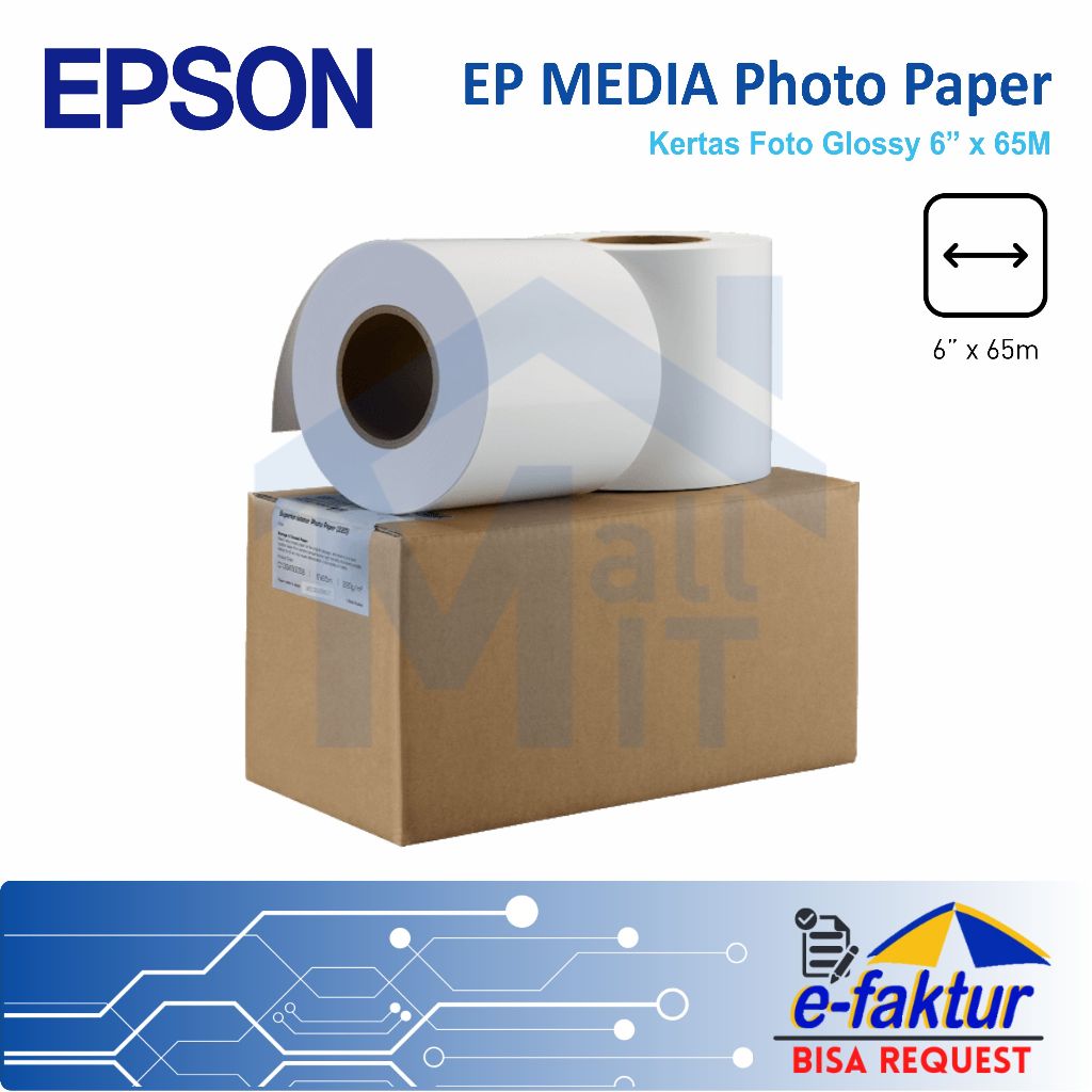 MALLIT EP MEDIA Photo Paper Glossy 6 INCI X 65 Meter 6" 6 Inch Epmedia Glossy