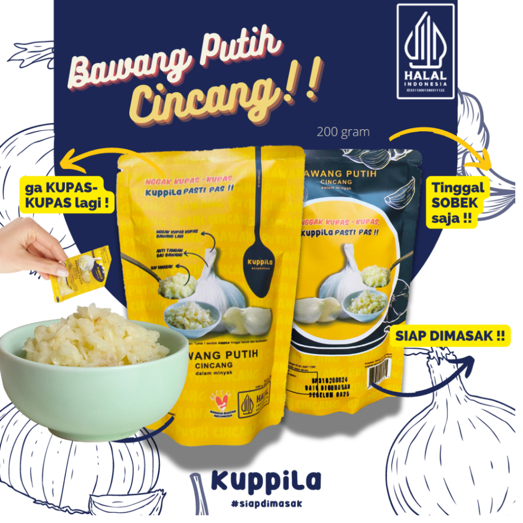 

Kuppila Bawang Putih Cincang Siap Masak 200gr - Awet 12 Bulan - Minyak Bawang Putih Cincang