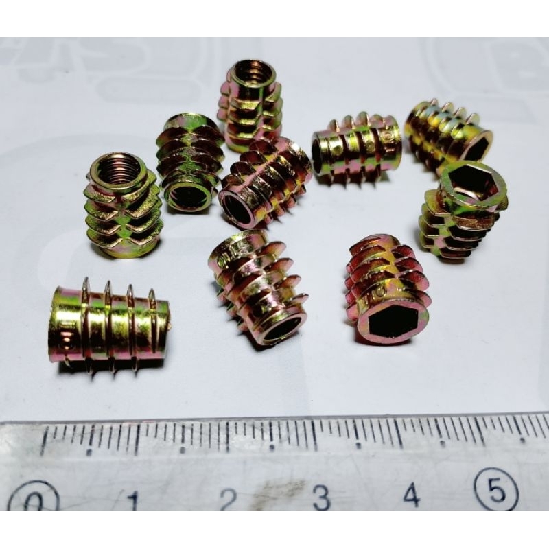 10 Pcs Mur Nanas M6 X 13 OE / Mur Tanam Kayu / Insert Nut Baut 10 an M6x13