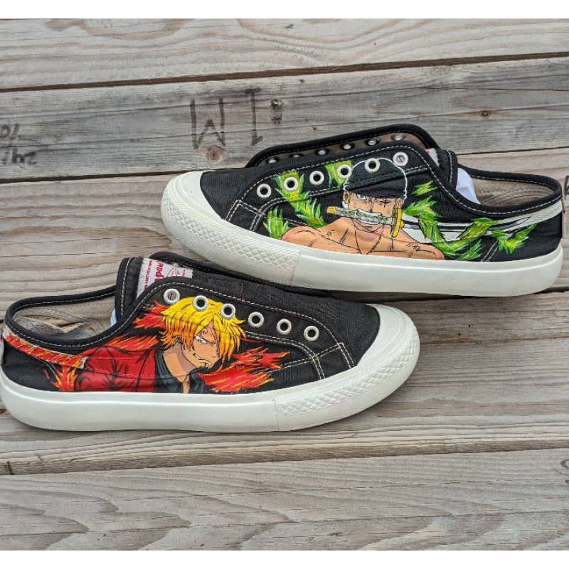 Sepatu Compass Gazelle original custom painting Zoro and sanjii one piece