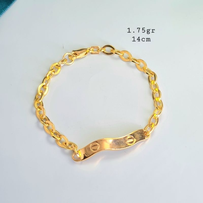 Gelang Emas Cartir Anak Gelang Bangle Balita Anak Holo Emas Asli Gold Kadar 375
