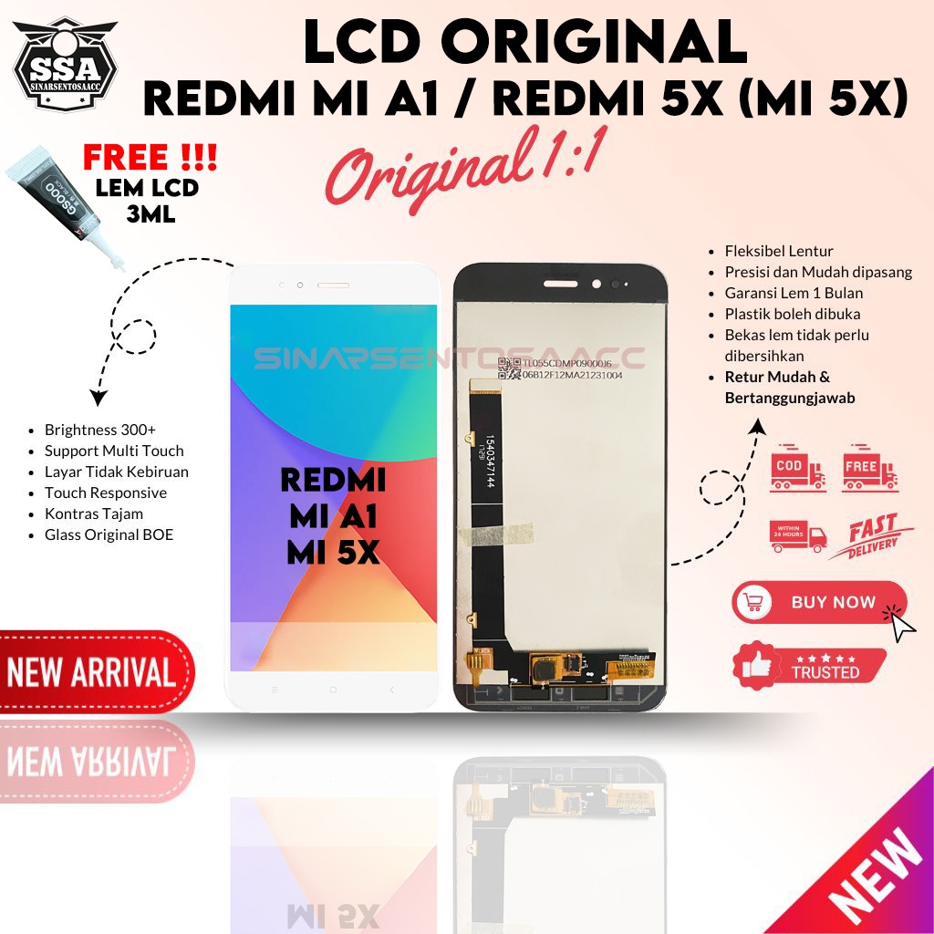 LCD Touchscreen FULLSET ORIGINAL Mi A1 Mi 5x MiA1 Mi5x FULL LCD HP ORI Murah Garansi 1:1