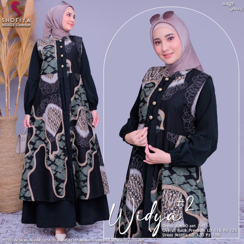 Wdy Gamis Set Overall 2in1 Pesta Wanita Muslim Jumbo Ld 120 XXXL Batik Premium Elegant Terbaru