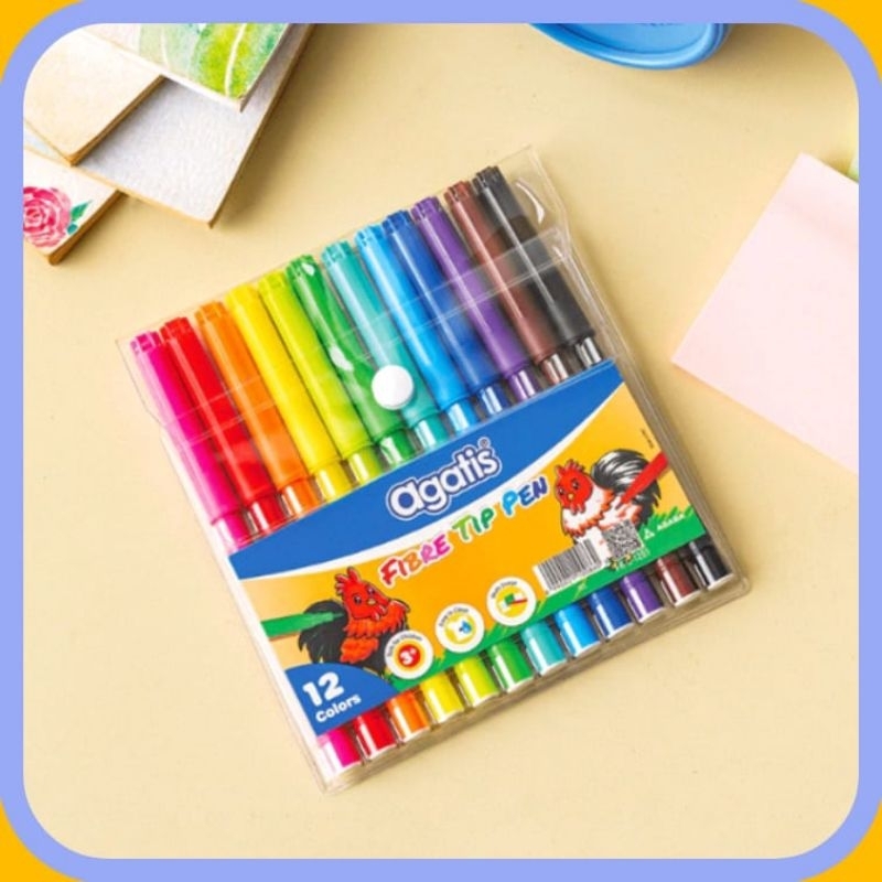 

Agatis fiber tip spidol warna 12 pcs