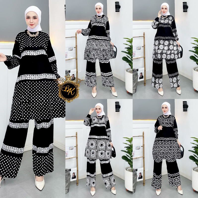Terbaru Set Tunik Kombinasi Ld 120| Setelan Celana Panjang |Setelan Tunik Jumbo|