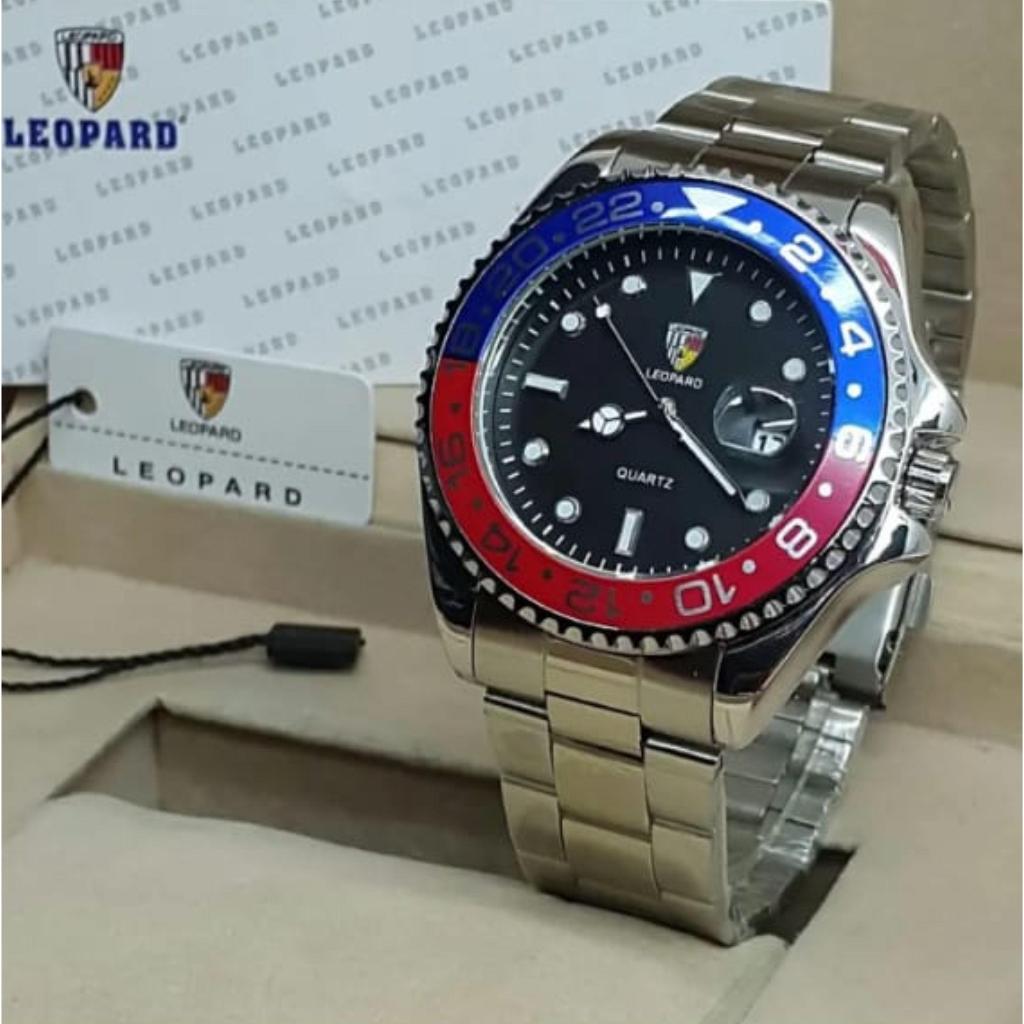 Jam Tangan Rantai Pria Leopard Original Jam Tangan Leopard Mewah Tanggal Aktif