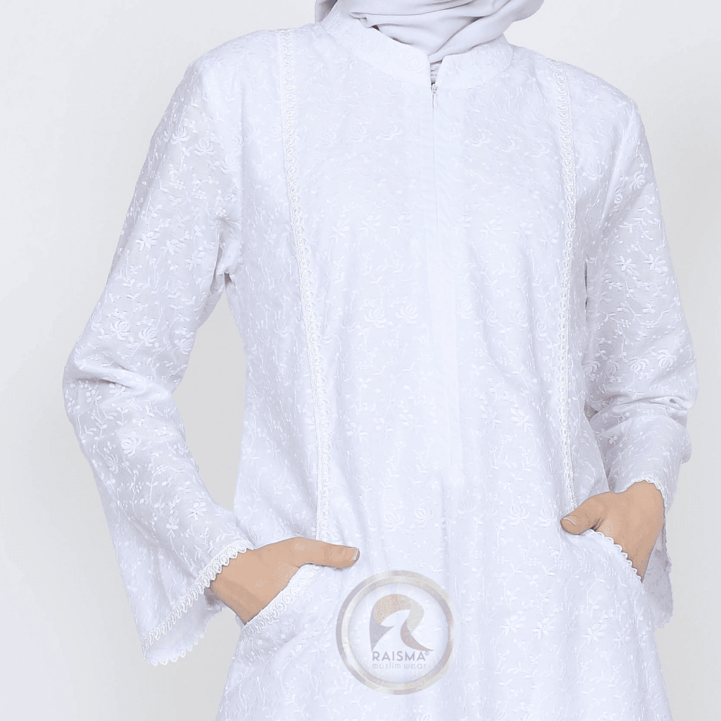 Raisma - Gamis Putih / Gamis Putih Umroh / Gamis Putih Wanita / Gamis Putih Jumbo / Gamis Umroh