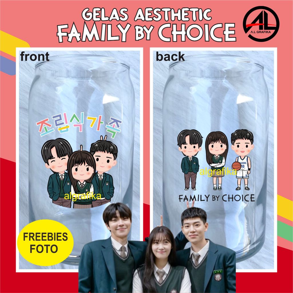 GELAS FAMILY BY CHOICE GELAS AESTHETIC KOREA GELAS KACA LUCU