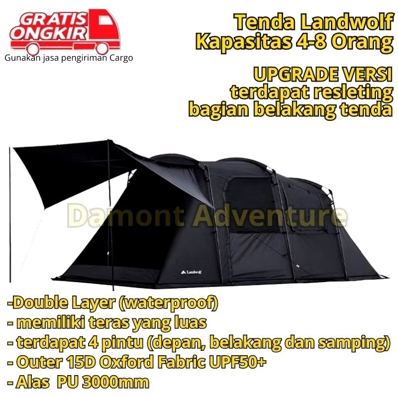 Tenda Tunnel Landwolf Eclipta Camping Keluarga 5-8 orang Double Layer Waterproof Family Tent