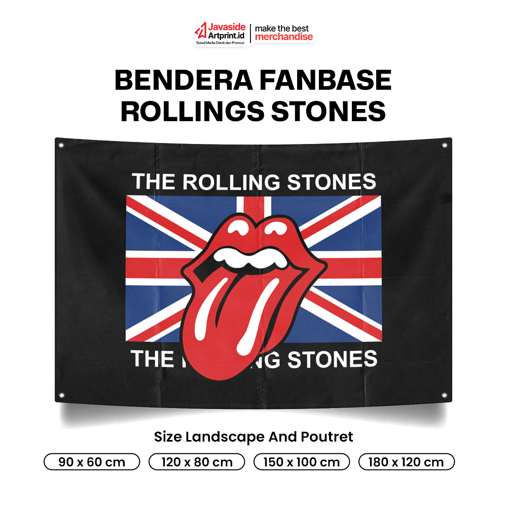 POSTER BENDERA BAND ROLLING STONES  – MINIFLAG/WALLFLAG/POSTER DEKORASI KAMAR/KONSER - UKURAN LANDSC