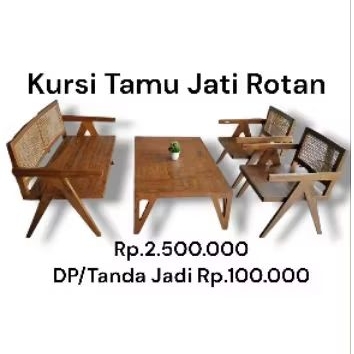 Kursi Tamu jati Rotan