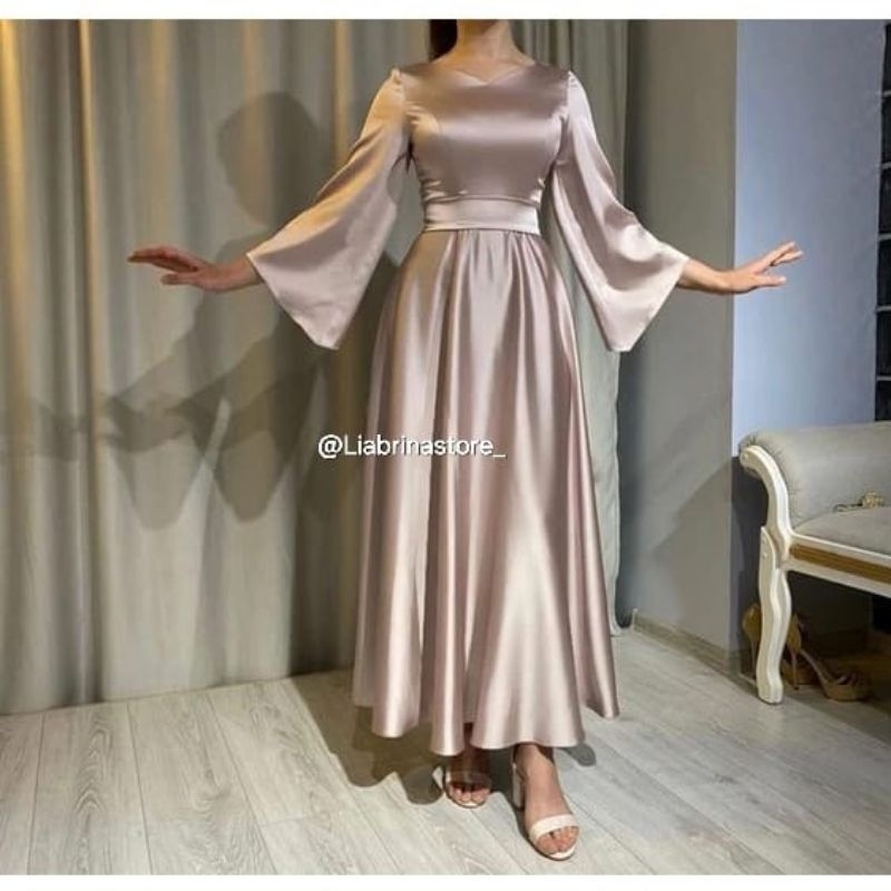 Ichika - Dress Pesta mewah Satin,Dress Kondangan Terbaru Big Size