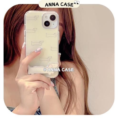 ◤NEW◢ ✨【COD】 Case iPhone Cute Puppy Warna Cream Putih Kuning Anjing Lucu Casing dengan Dudukan HP Po