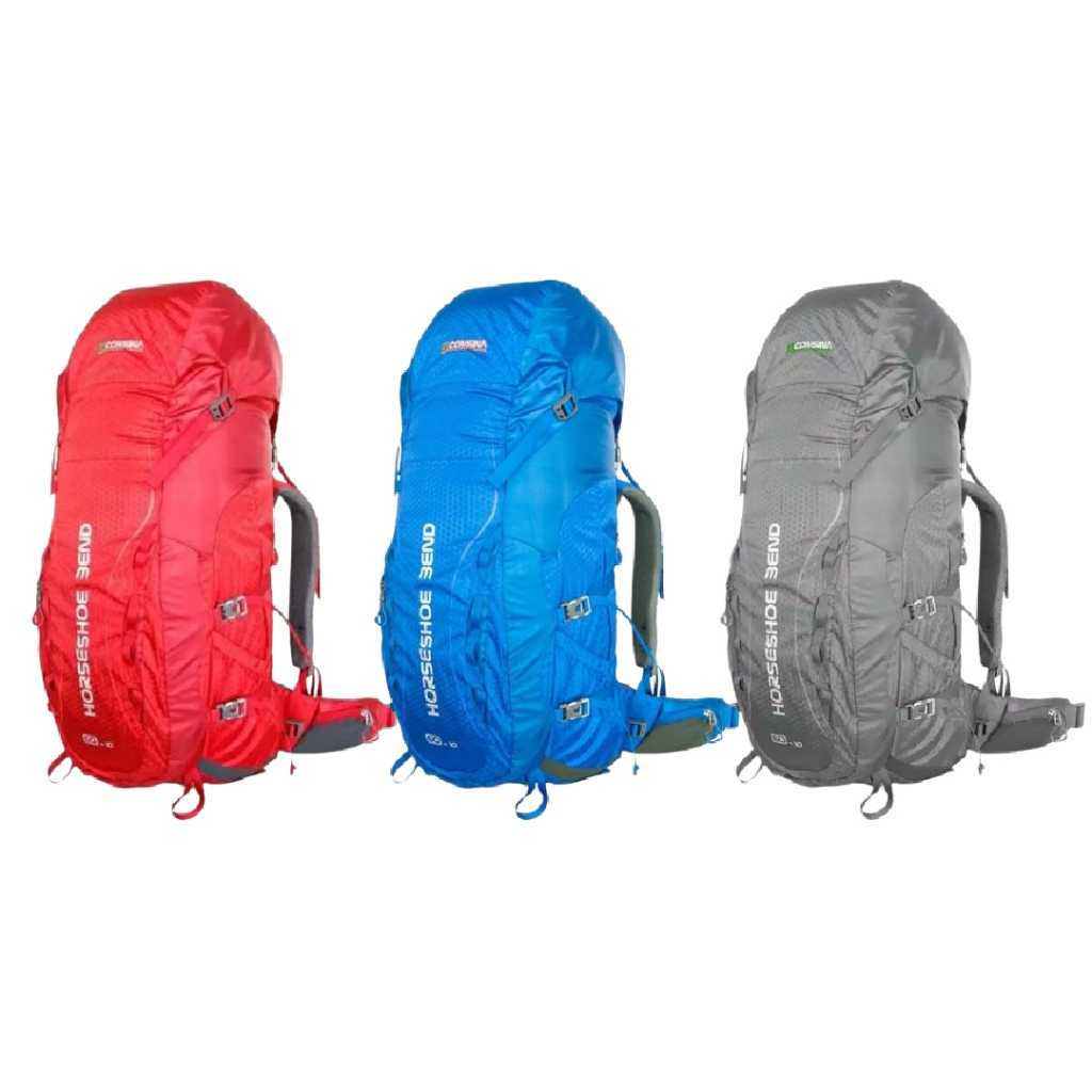 Tas Gunung Carrier Horsheshoeben 60+10L Dapat Rain Cover Original Consina