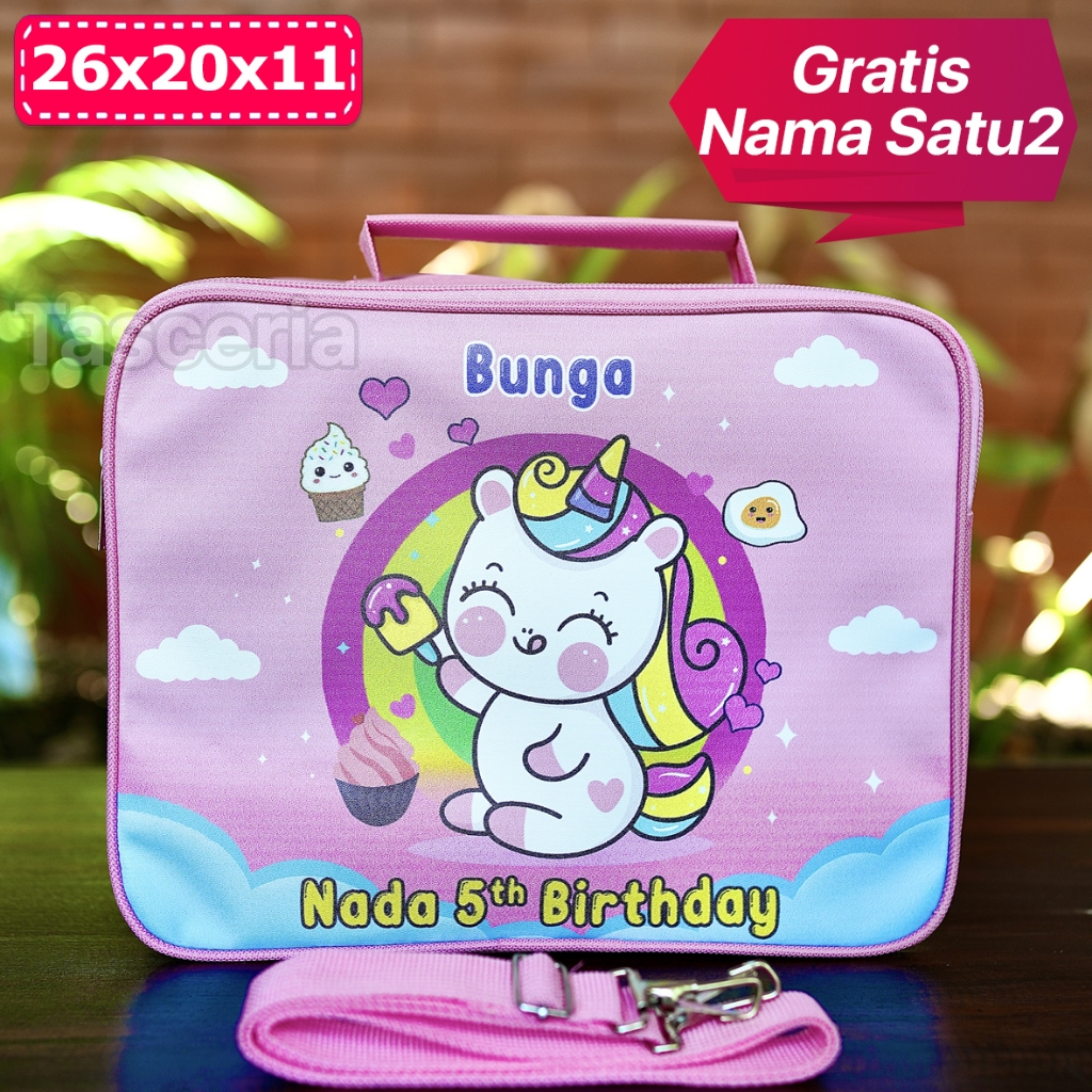 

Goodie Bag Ulang Tahun Anak Premium Unicorn / Tas Selempang Anak Custom Nama / Tas Ulang Tahun Anak Resleting / Tas Snack Ultah Anak Bahan Polyster / Tas Hampers Ulang Tahun Anak Mewah