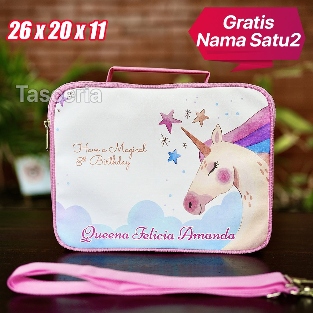 

Tas Selempang Anak Perempuan Custom Unicorn / Tas Ulang Tahun Anak Premium / Tas Selempang Ulang Tahun Anak / Goodiebag Ultah Anak Premium / Tas Selempang Ultah Anak