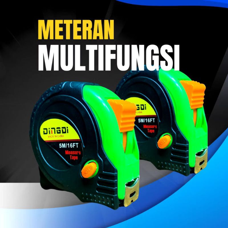 METERAN 5 METER PEGANGAN KARET / METERAN TUKANG BANGUNAN ROLL 5 METER
