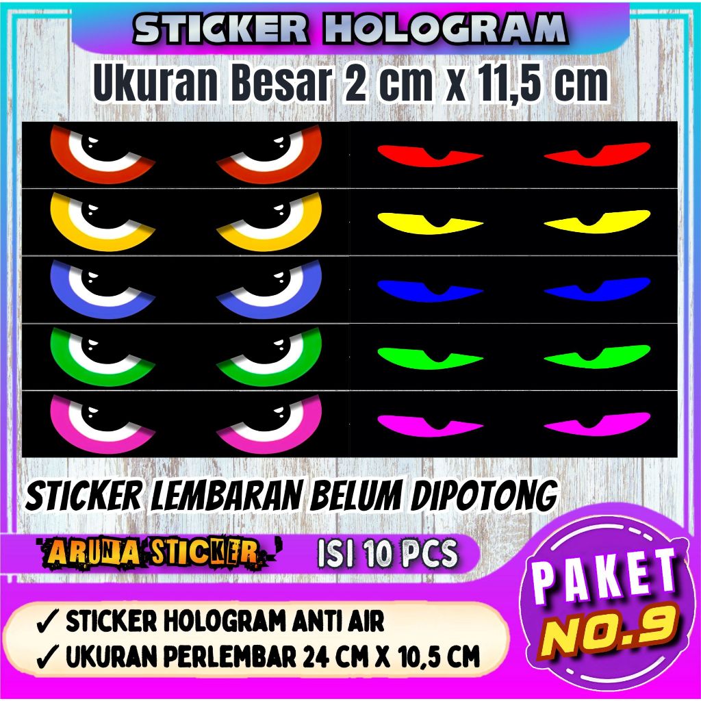 

10 PC STIKER STROBO MATA MINIATUR BUS Bahan Hologram Anti Air