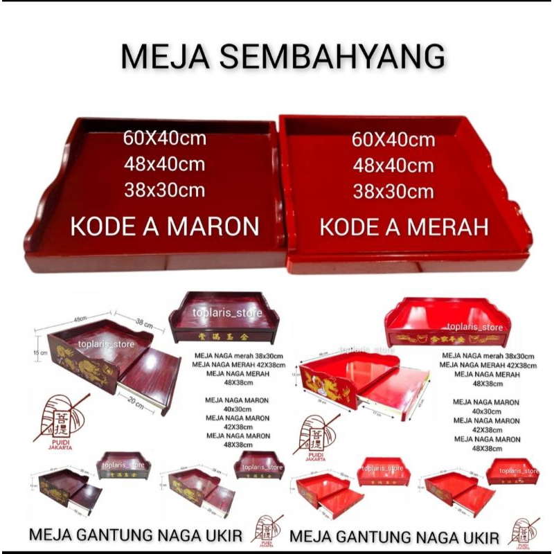 Meja Sembahyang Besar Gantung Merah / Maron / NAGA