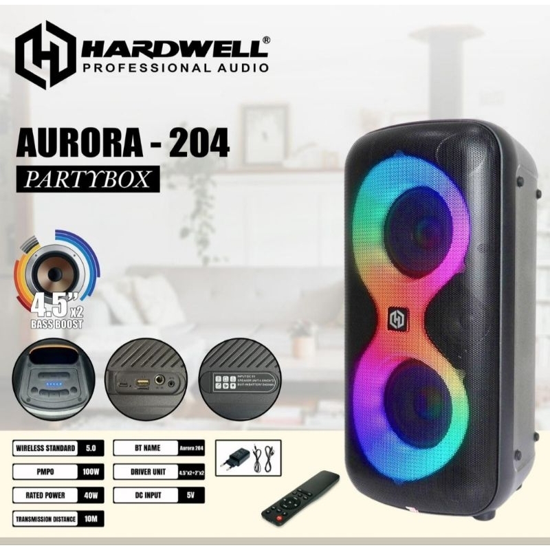 Speaker Bluetooth / Speaker Aktif Portable Hardwell Aurora 204 Speaker Original
