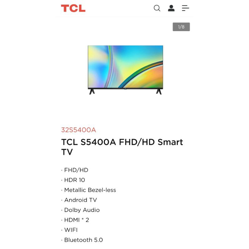 TCL Android TV 32" inchi Type 32S5400A