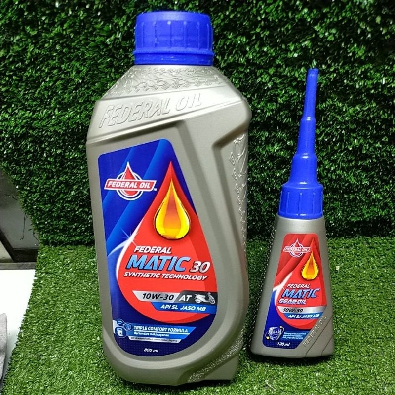 Paket Oli Federal Matic 30 Ecomaxx 10W-30 800 ml dan Oli Gardan Gear Federal 120 ml Original