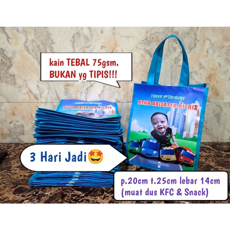 

Tas Ulang Tahun / Tas Ultah Anak Murah TEBAL Bisa Tambah Foto / Promo Kain Tebal