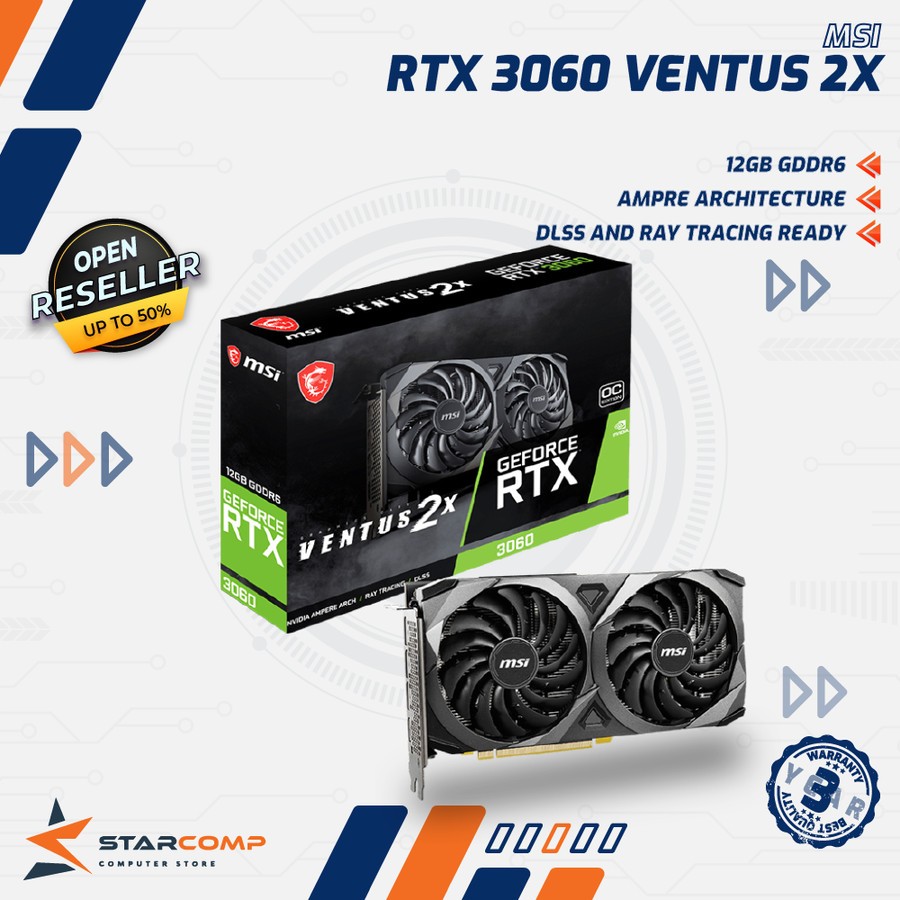 MSI RTX 3060 VENTUS 2X 12G OC 12GB DDR6 VGA RTX3060 NVIDIA GEFORCE