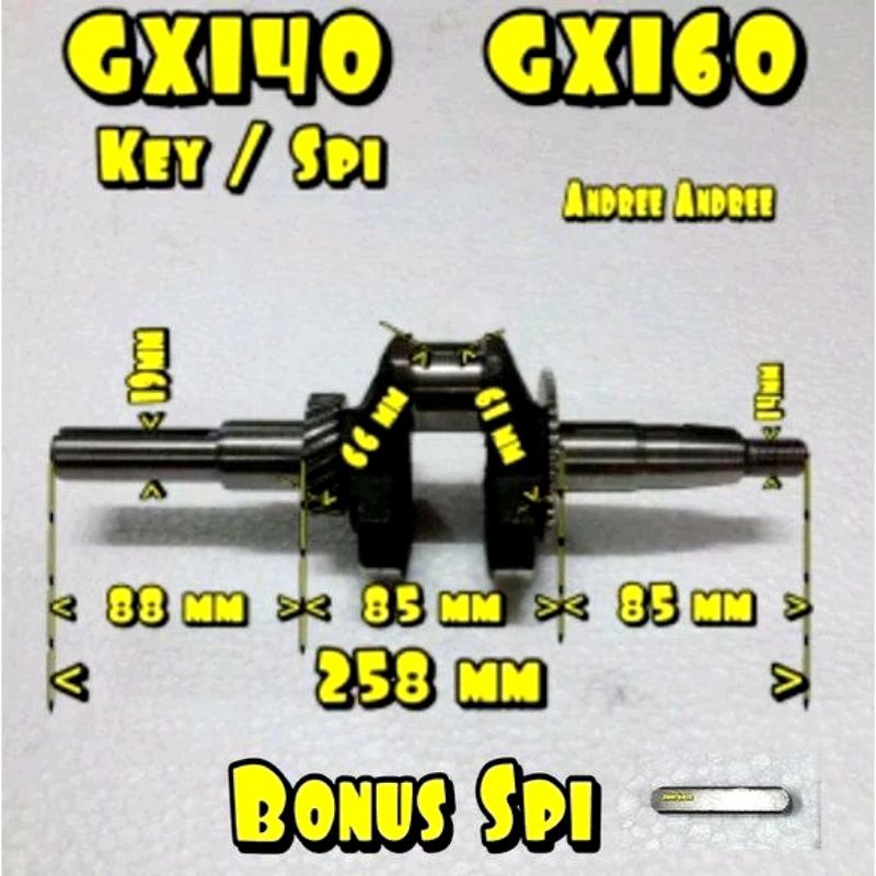 Crankshaft kruk as gx160 / As kruk mesin GX160