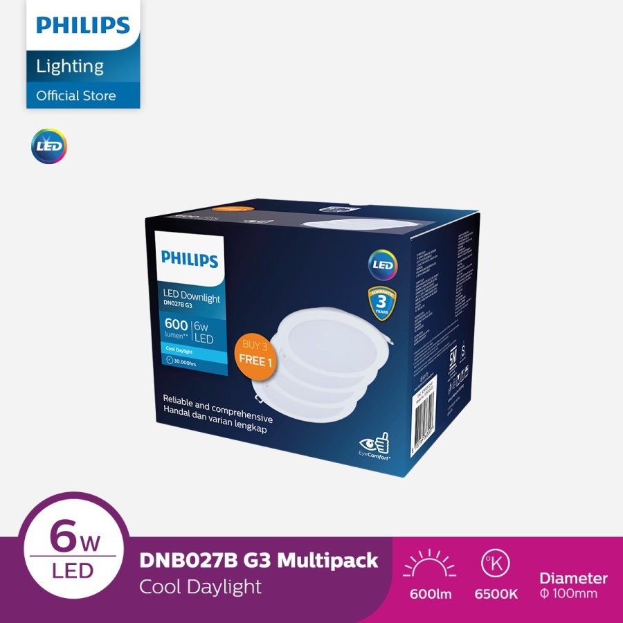 Lampu Philips Downlight Multipack DN027B G3 D100 6W 65K Putih