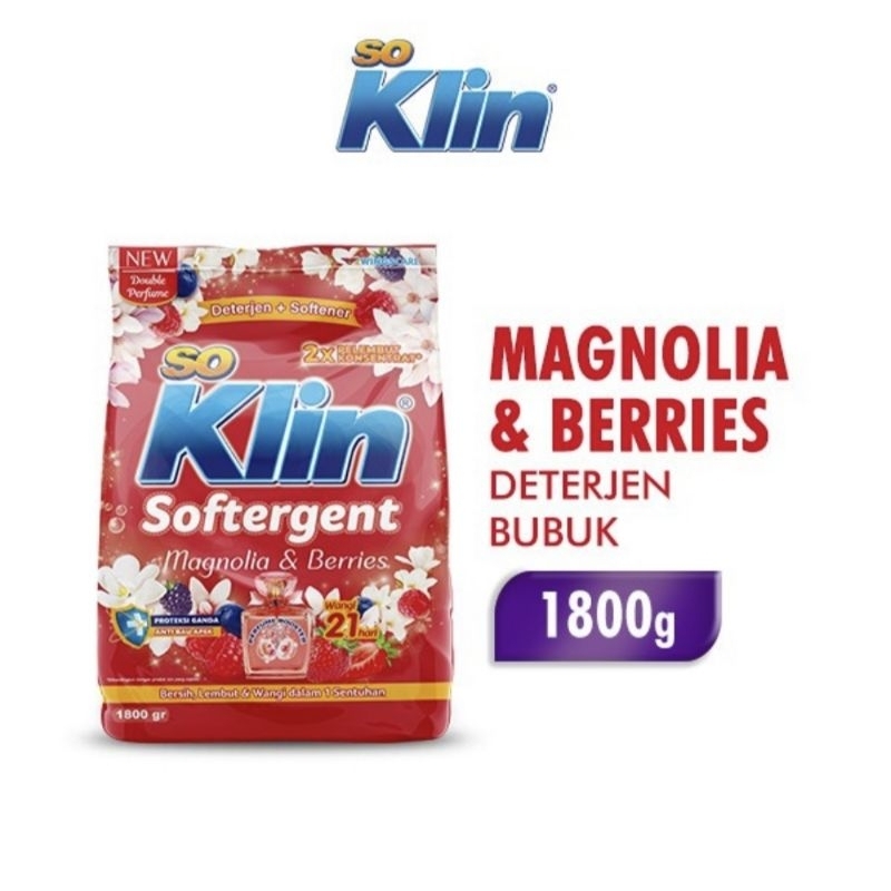 Soklin Softergent Deterjen Bubuk Magnolia & Berries 1500 kg / Deterjen Bubuk Soklin Softergent