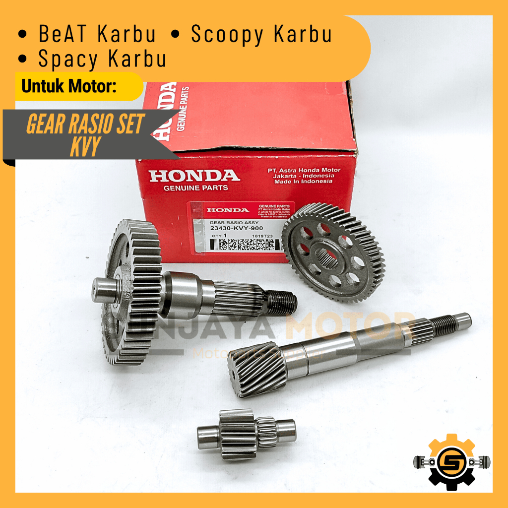 Gear Rasio Set Original Honda KVY Gigi Rasio Beat Karbu Scoopy Carbu Spacy Karbu Gear Gardan Ori AHM