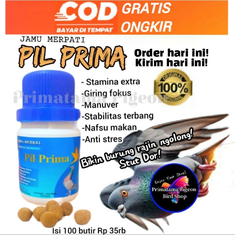 Jamu merpati pil prima per 1 butir jamu merpati kolong  bebas kolong meja balap tomprang